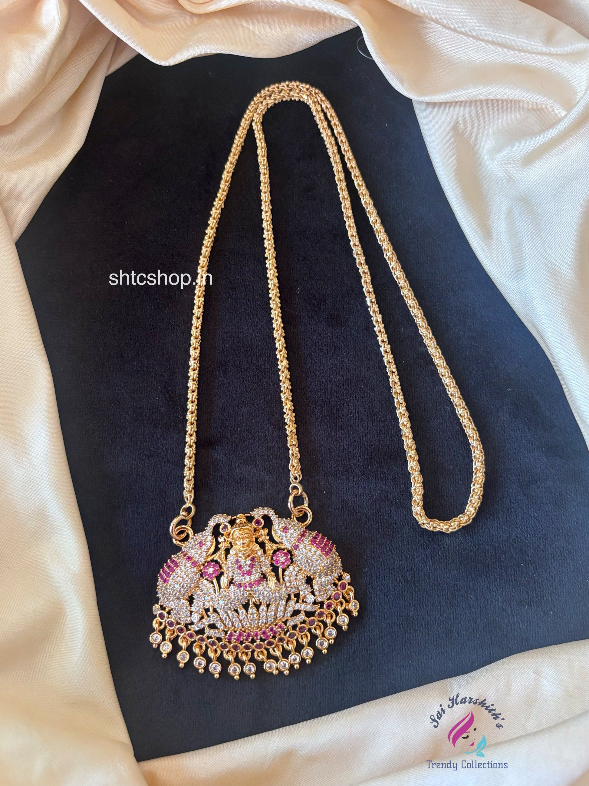 1 Gm Gold Polished 24 inches Gajalakshmi Dollar Chain - SHTC1730