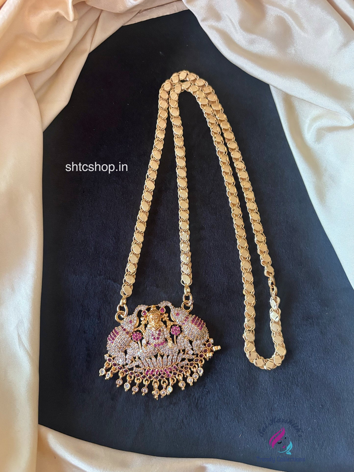 1 Gm Gold Polished 24 inches Gajalakshmi Dollar Chain - SHTC1734