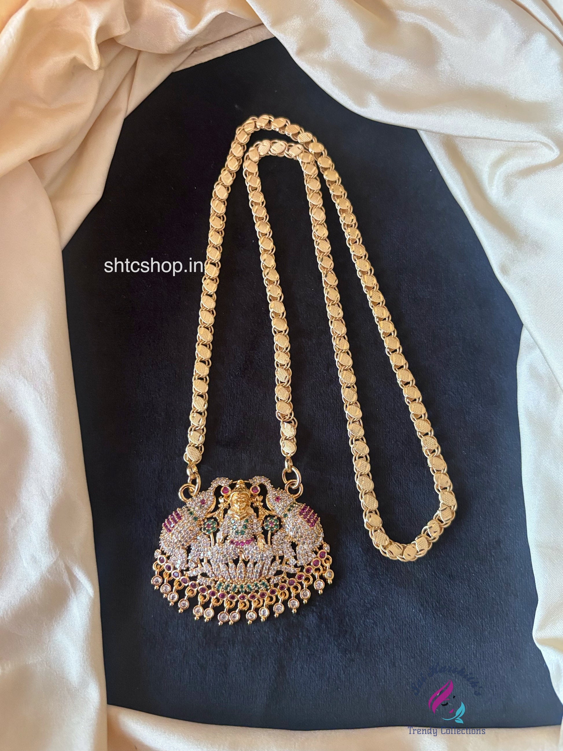 1 Gm Gold Polished 24 inches Gajalakshmi Dollar Chain - SHTC1734