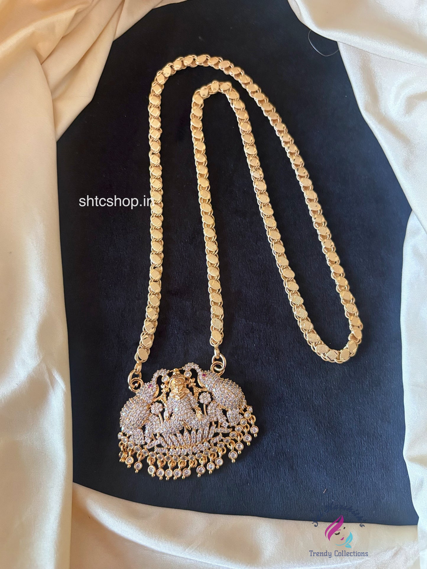1 Gm Gold Polished 24 inches Gajalakshmi Dollar Chain - SHTC1734