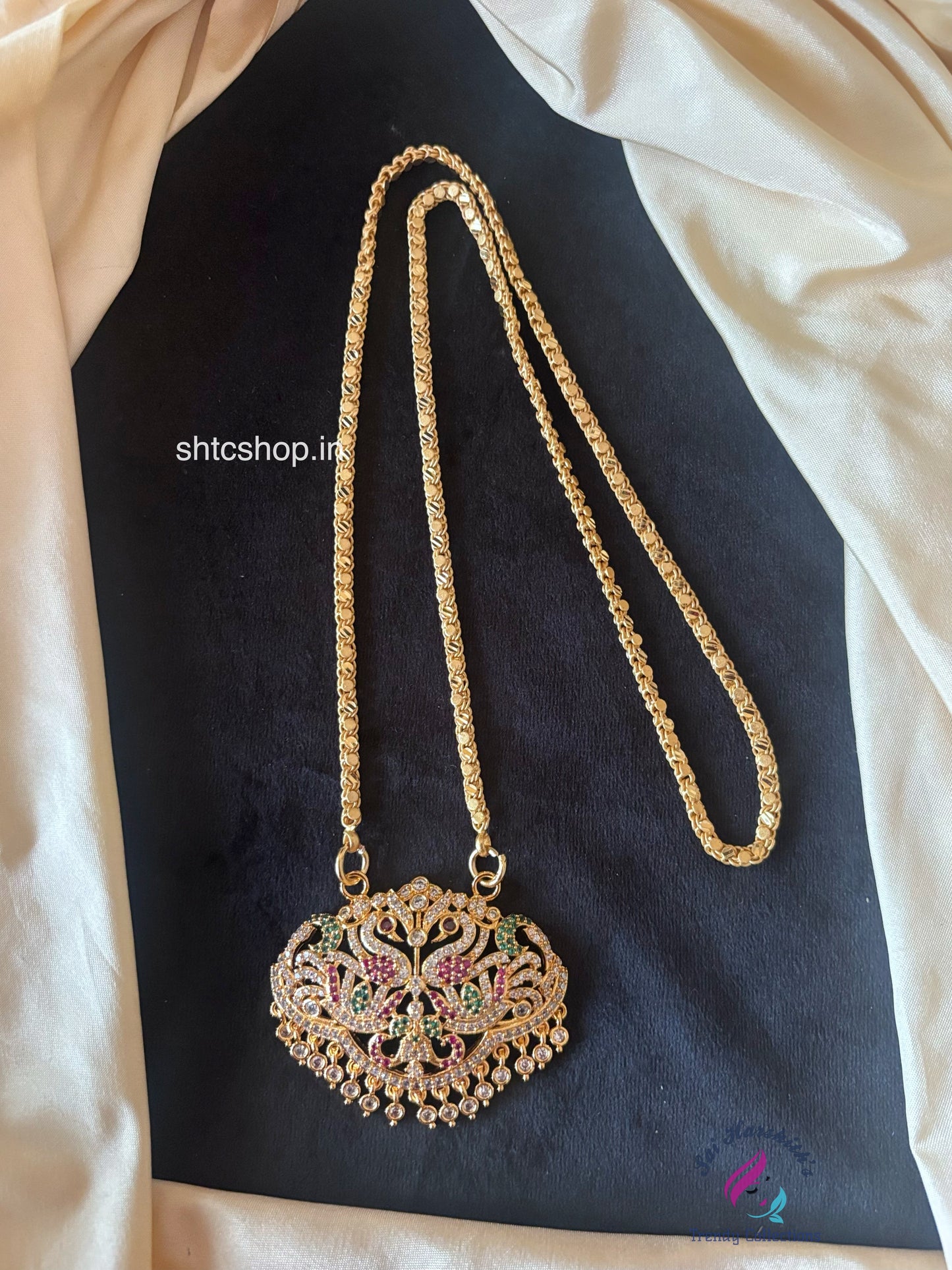 24 inches long 1 gm Gold Polished Dollar / Pendant with Chain -SHTC1737