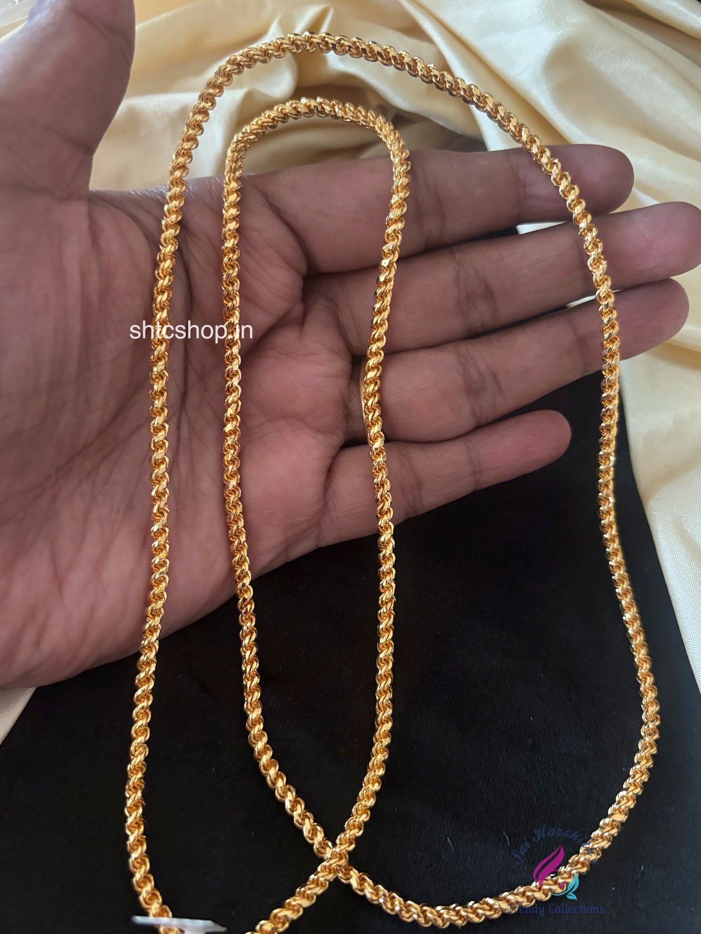 1 gm Gold Polished 30 inches Murukku Kodi or Chain - SHTC1743