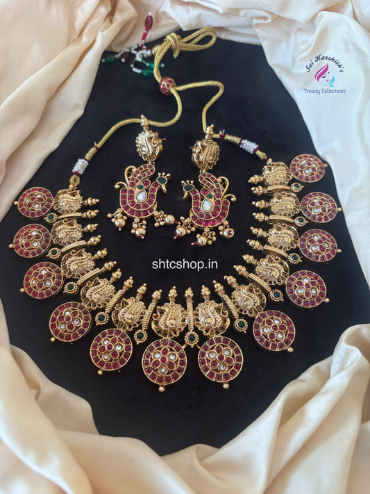 Kempu Gold Replica Temple Finish Necklace - SHTC1744