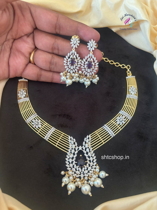 New Trending Diamond look alike AD Necklace - SHTC1747