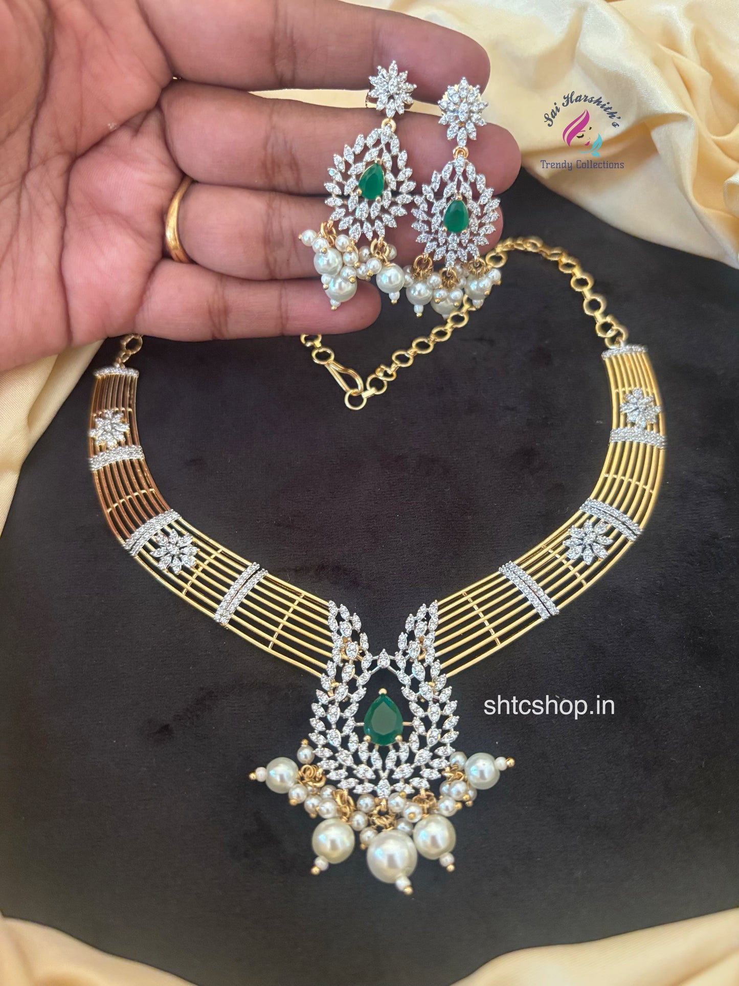 New Trending Diamond look alike AD Necklace - SHTC1747