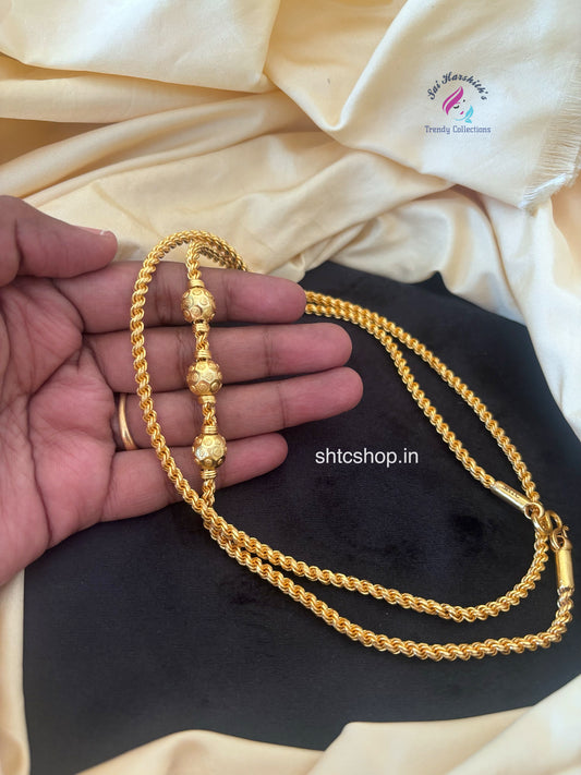 Pure Impon / Five Metal mugappu Chain with 110mg Gold Polish (360 dregree design) - SHTC1752