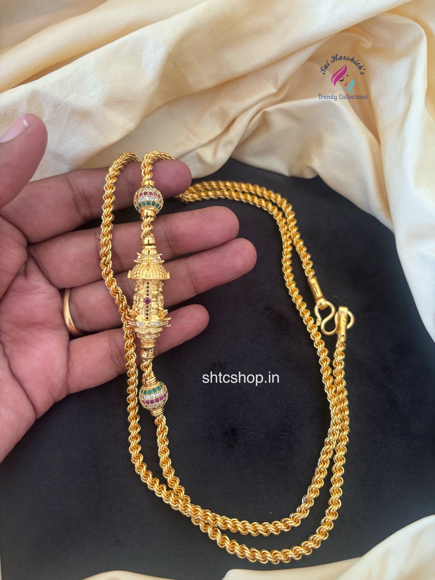 Pure Impon / Five Metal mugappu Chain with 110mg Gold Polish (360 dregree design) - SHTC1753