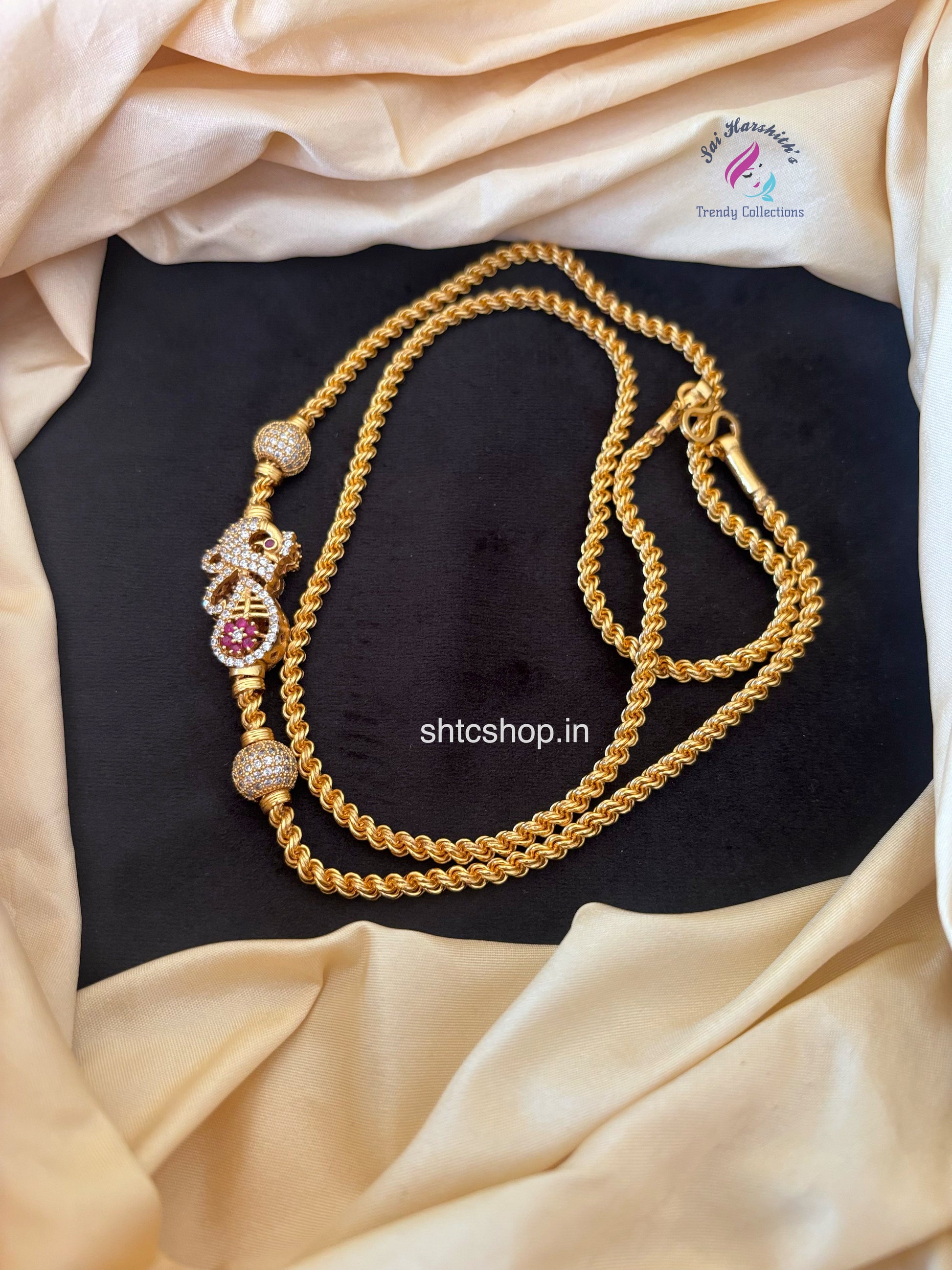 Pure Impon / Five Metal mugappu Chain with 110mg Gold Polish (360 dregree design) - SHTC1754