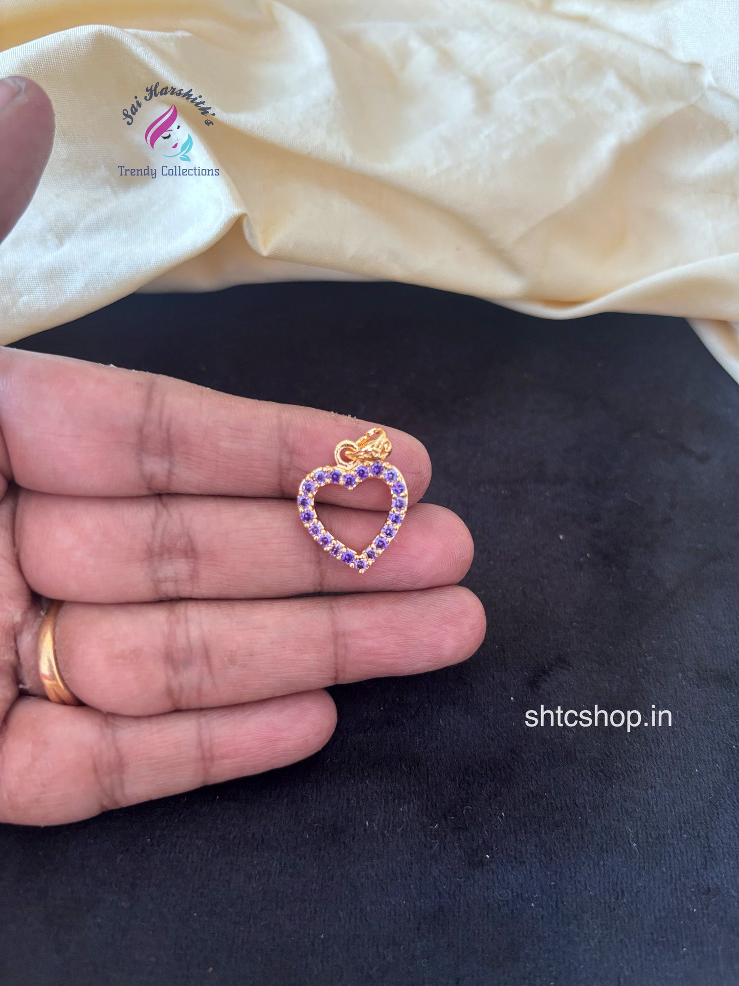 Heart Shaped Impon Diamond look alike Pendant with AD Stones - SHTC1767