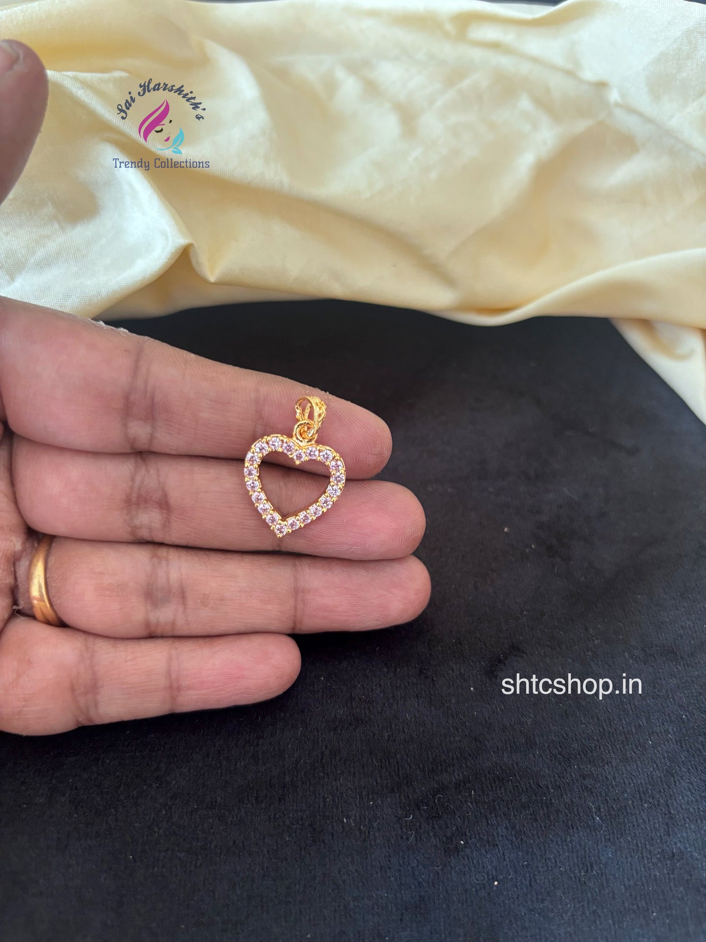 Heart Shaped Impon Diamond look alike Pendant with AD Stones - SHTC1767