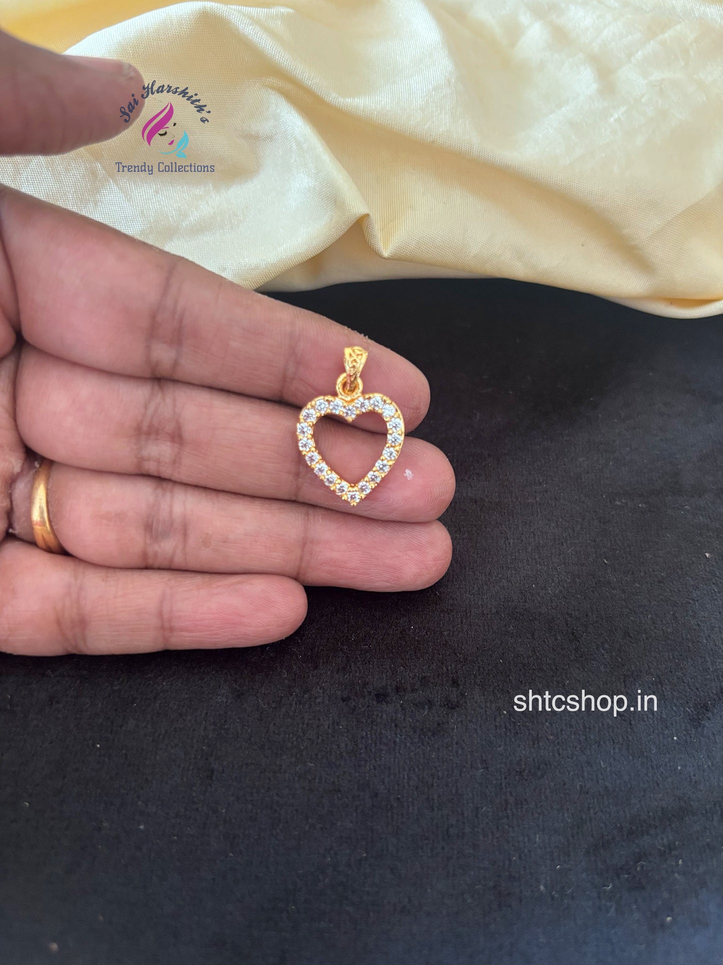 Heart Shaped Impon Diamond look alike Pendant with AD Stones - SHTC1767