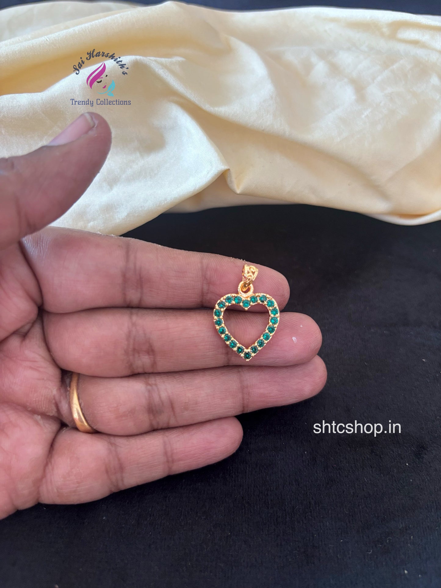 Heart Shaped Impon Diamond look alike Pendant with AD Stones - SHTC1767