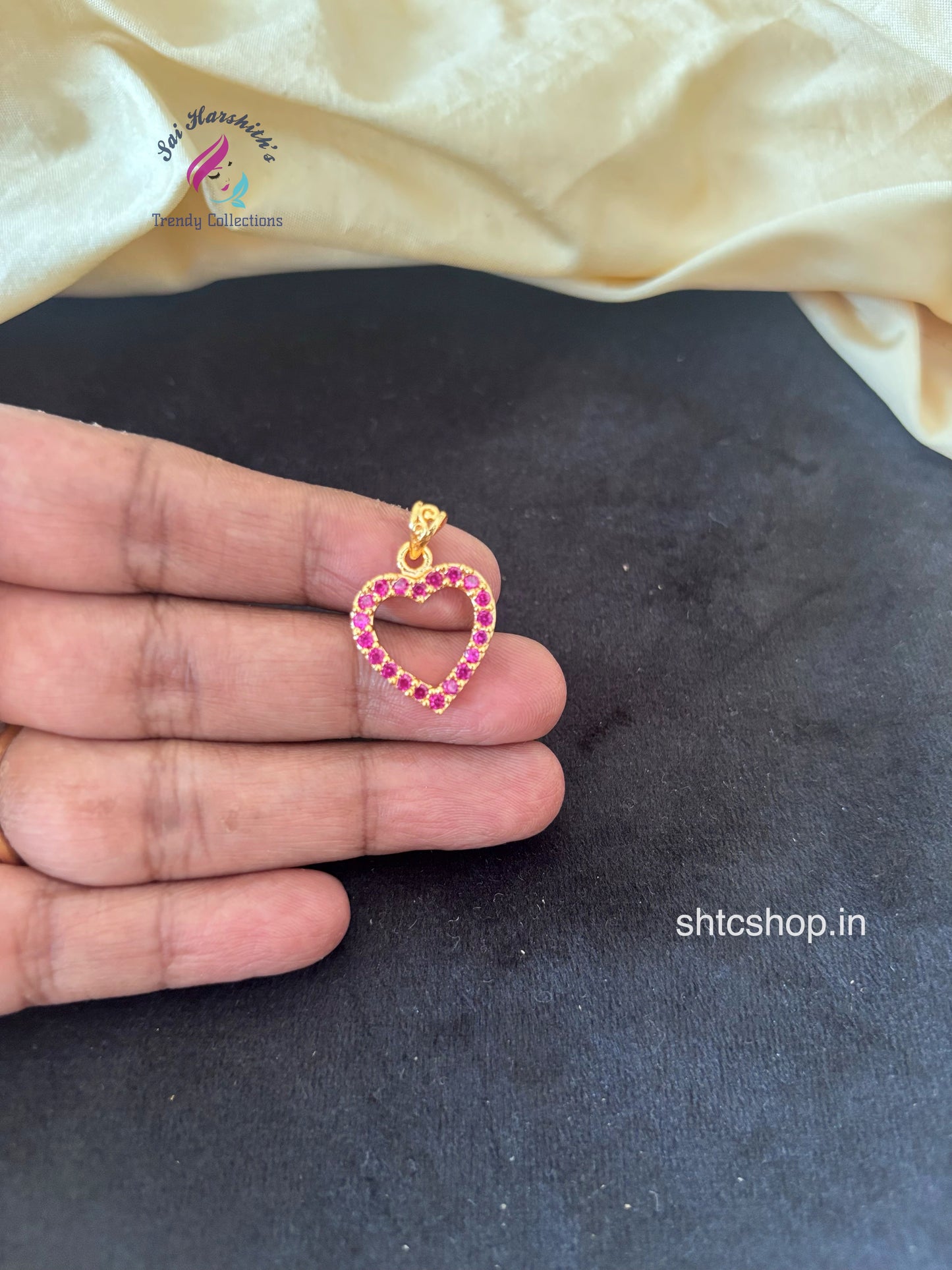 Heart Shaped Impon Diamond look alike Pendant with AD Stones - SHTC1767