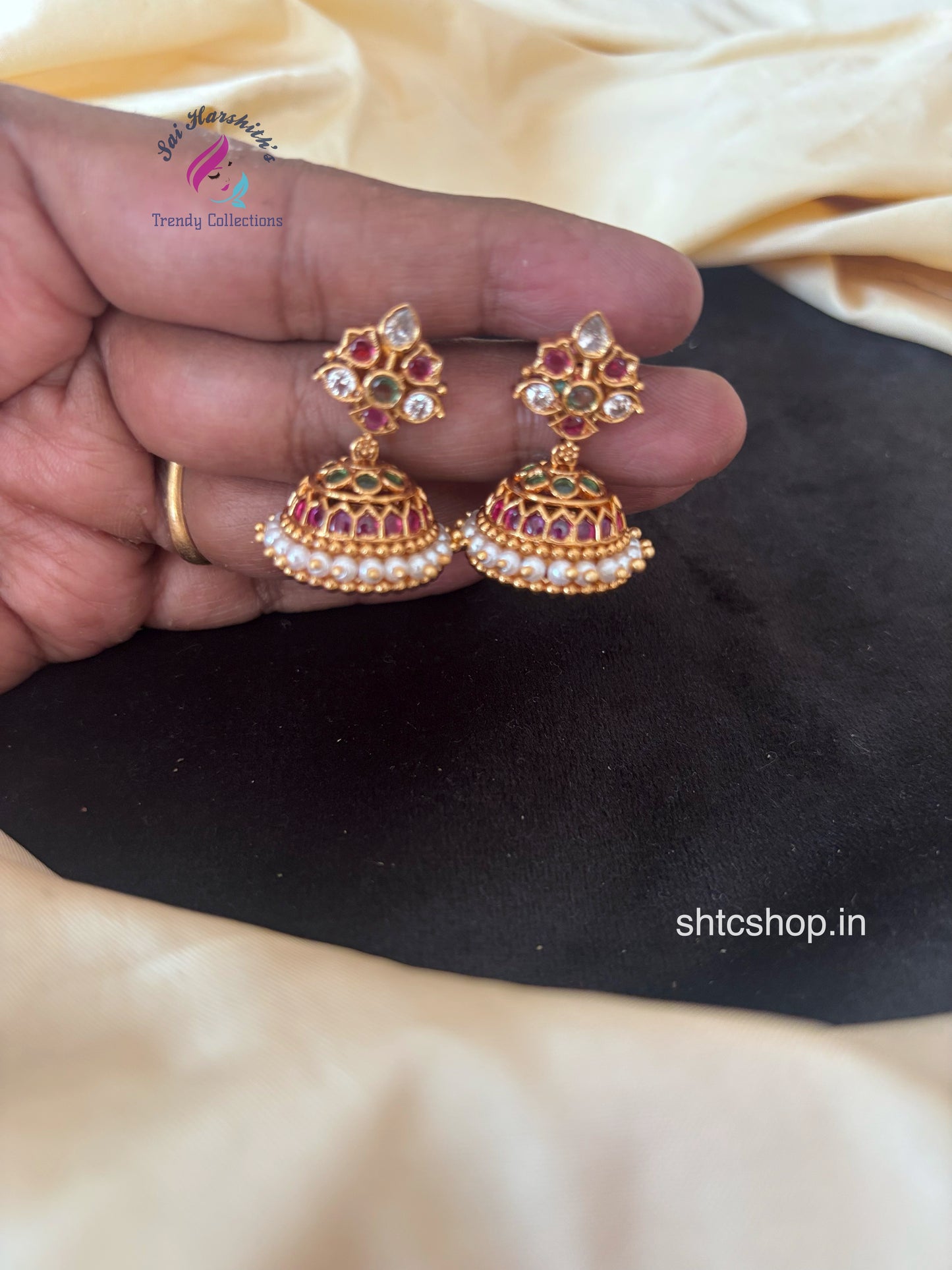 Matte Finish Cute Kempu Stone Jumkas - SHTC1768