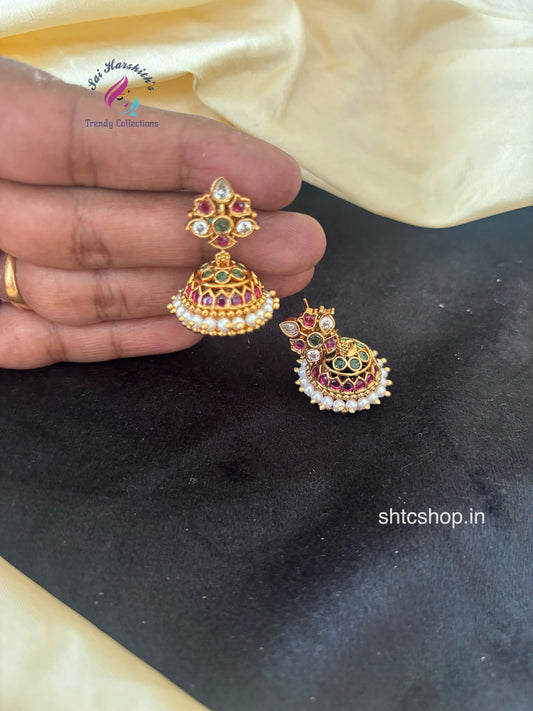 Matte Finish Cute Kempu Stone Jumkas - SHTC1768