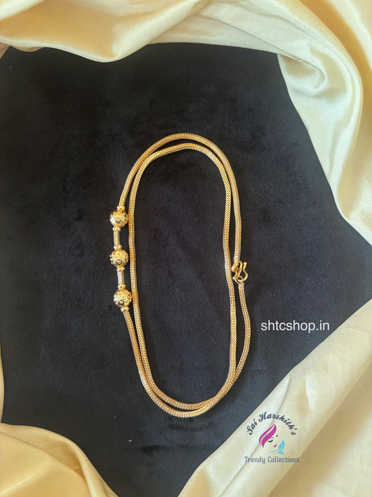 Cz 1gm gold Polished 24 inches Mugappu Chain (Golden No Stones) - SHTC1780