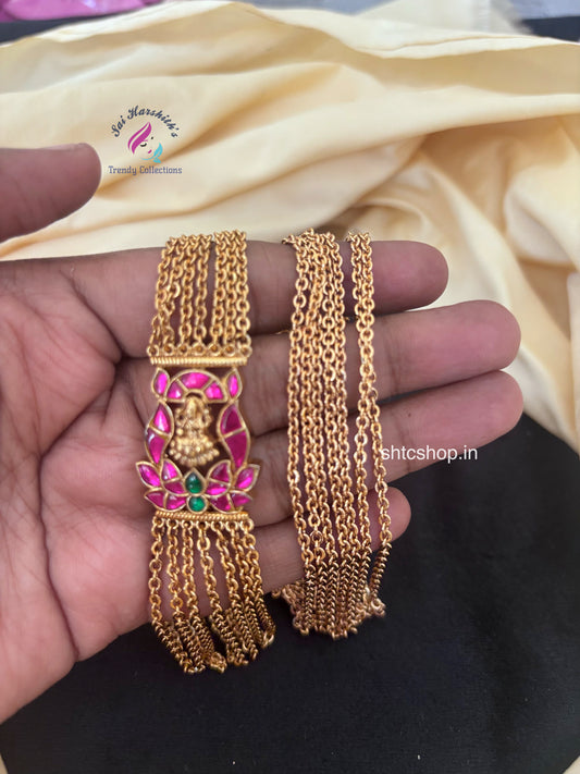 30 Inches 7 Layer Lakshmi Mugappu Chain with Jadav Stones - SHTC1788
