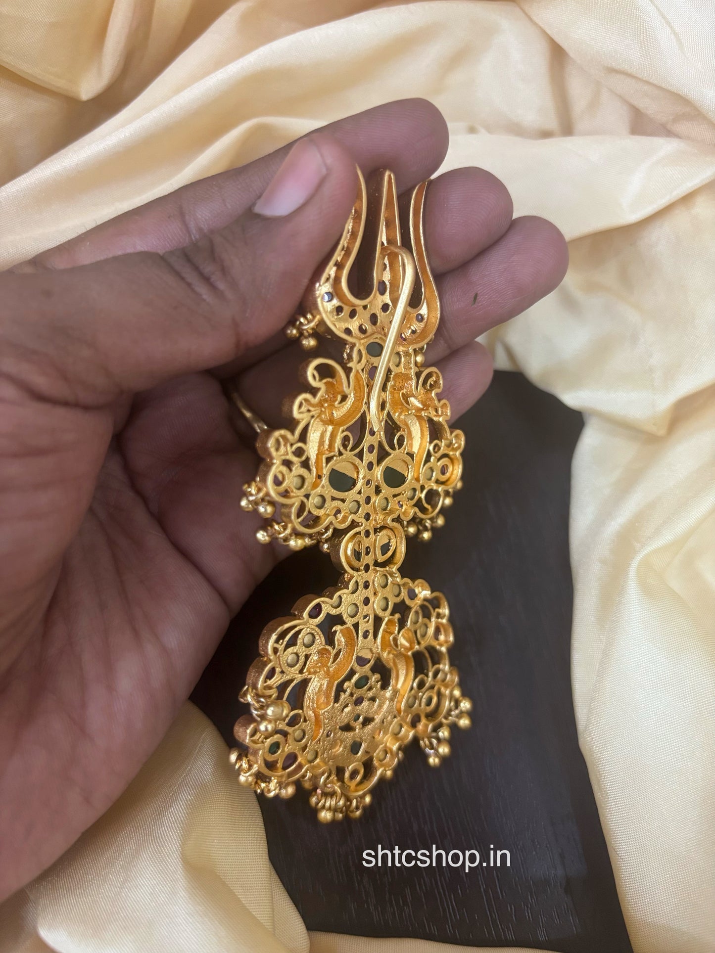 Matte Finish Rudra Trishul Kempu Pendant - SHTC1791