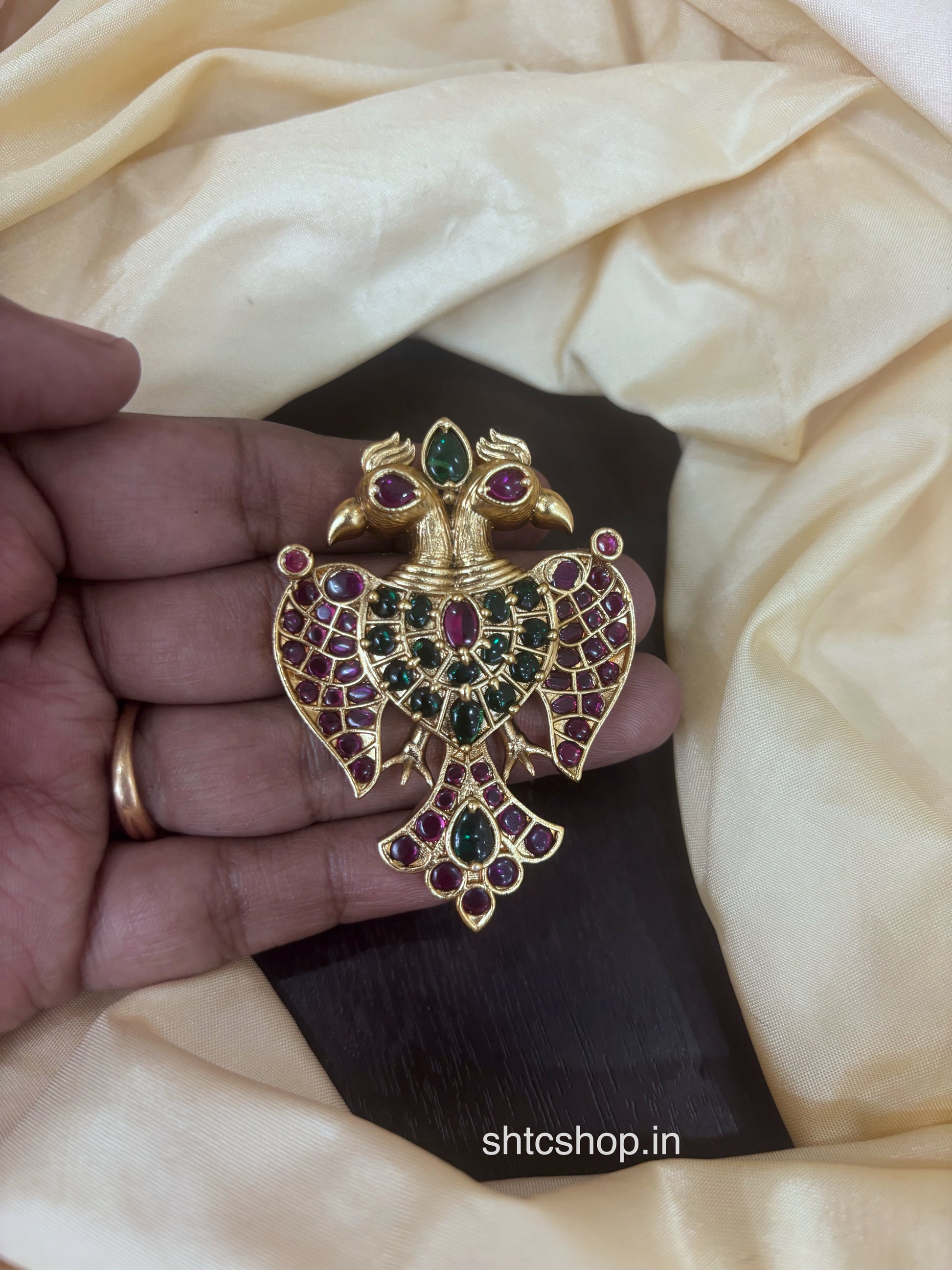 Kempu Stone Gandaberunda Pendant - SHTC1792
