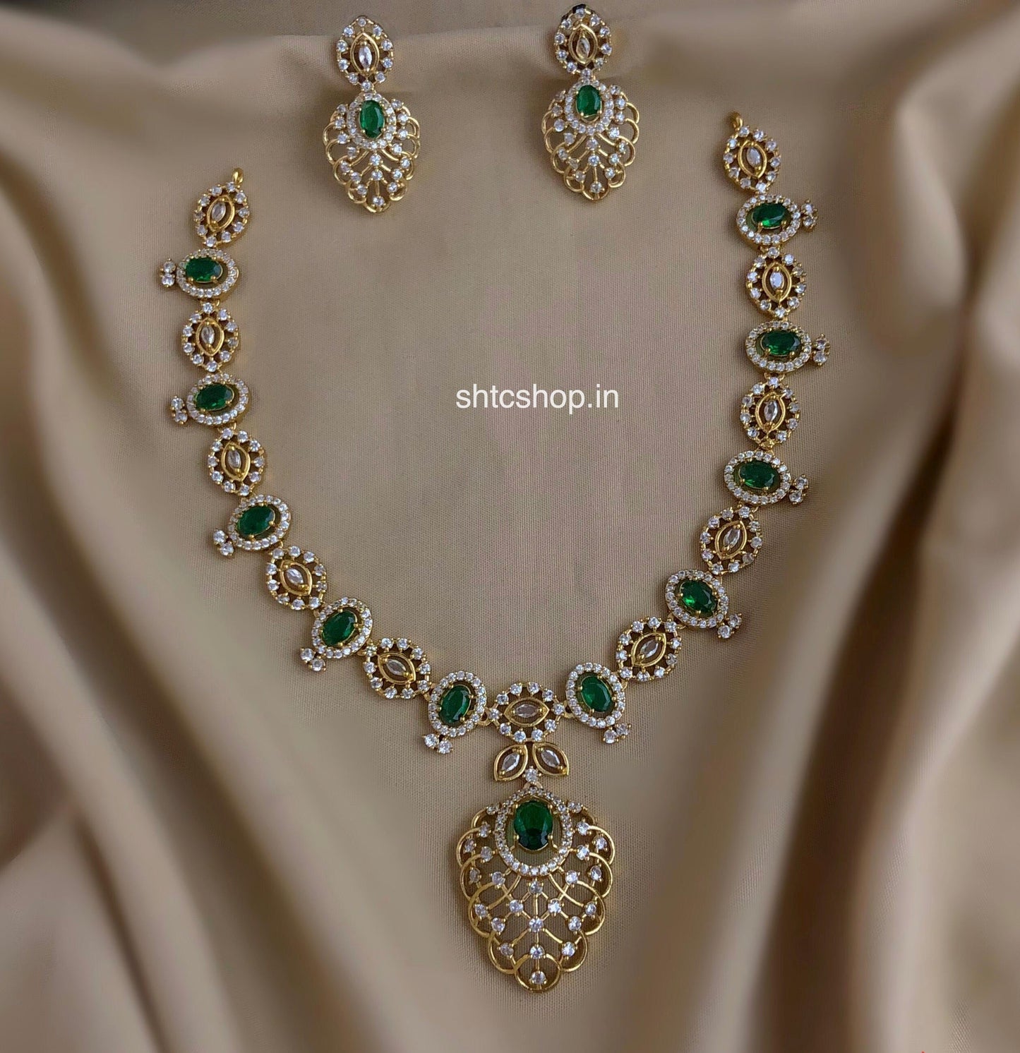 AD Stone Matte Finish Necklace sets - SHTC1808