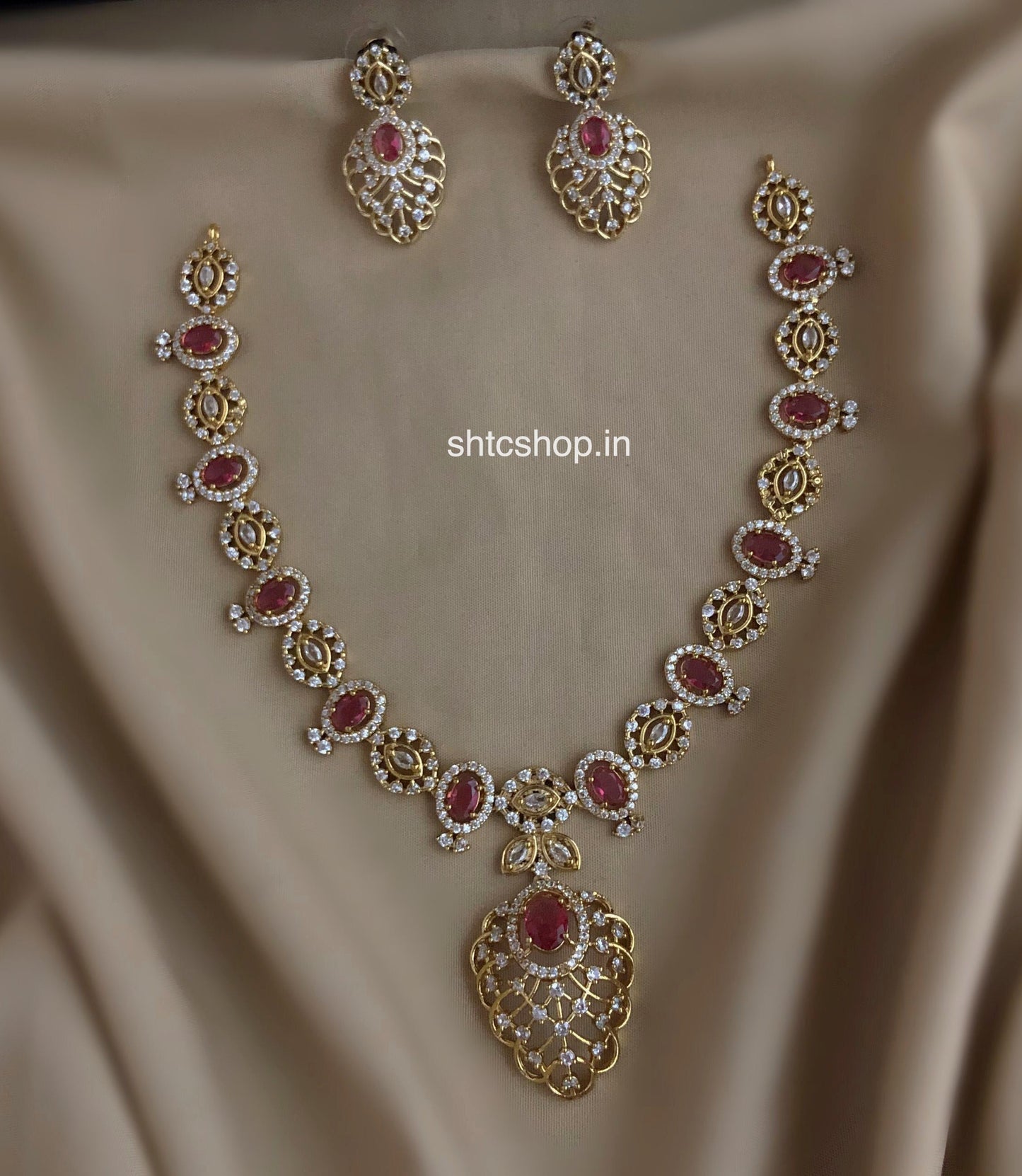 AD Stone Matte Finish Necklace sets - SHTC1808