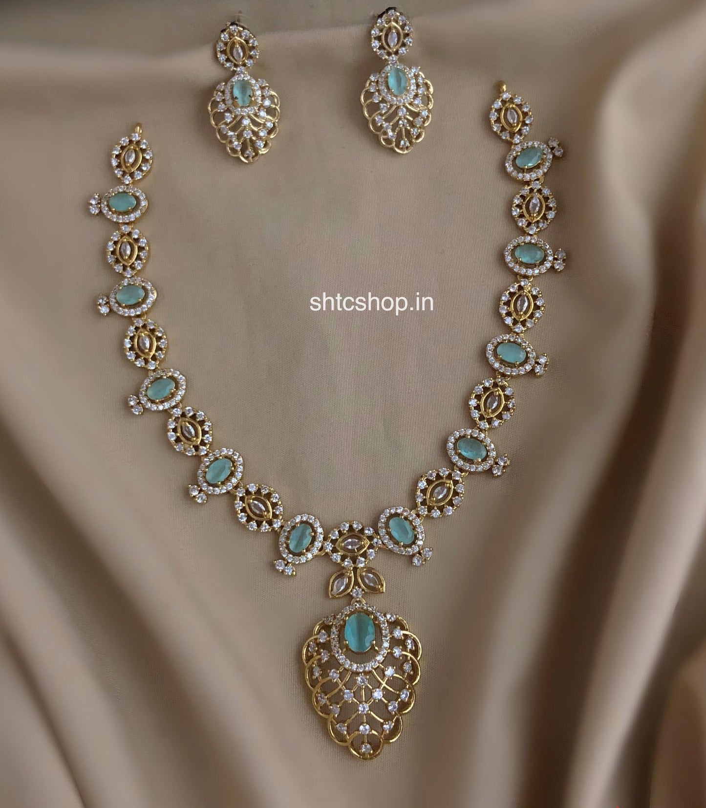 AD Stone Matte Finish Necklace sets - SHTC1808
