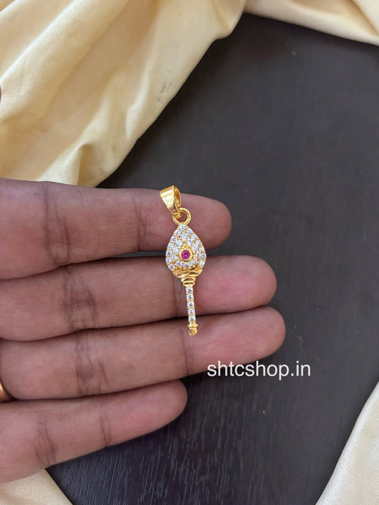 1gm Gold Polished AD Stone Vel Pendant - SHTC1812
