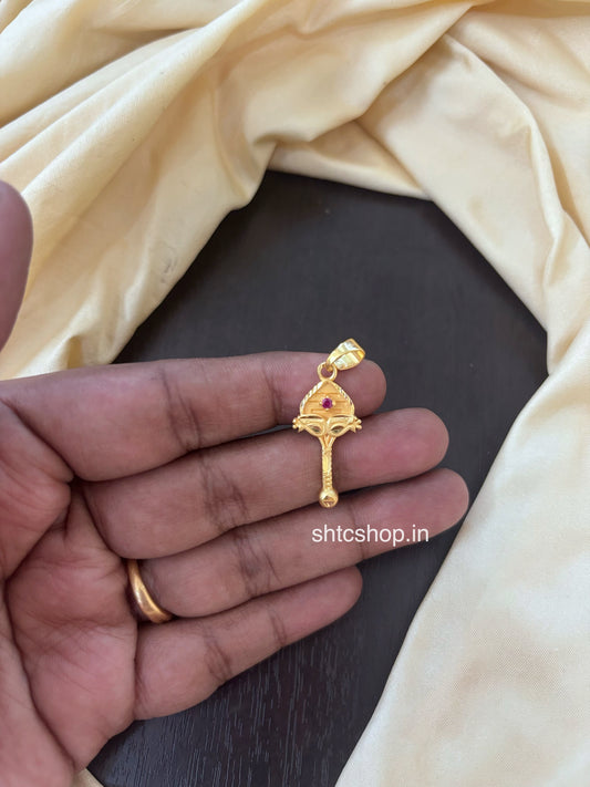 1 gm Gold Polished Vel Pendant - SHTC1813