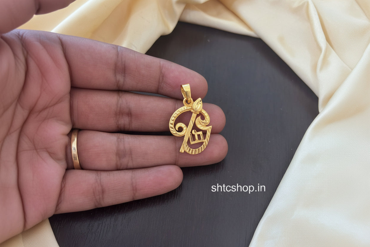 1Gm Gold Polished Om with Vel Pendant without Stones - SHTC1815