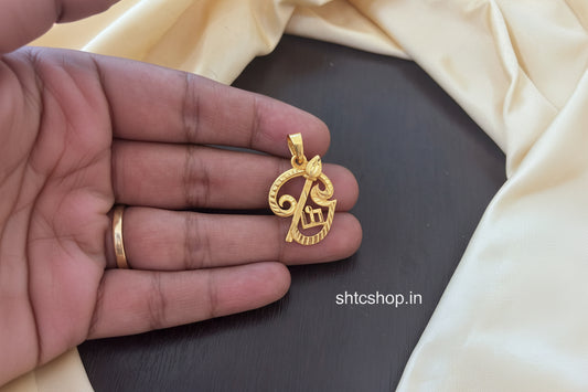 1Gm Gold Polished Om with Vel Pendant without Stones - SHTC1815