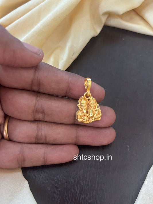 1gm Gold Polished Ganesha with Murugar Pendant - SHTC1816