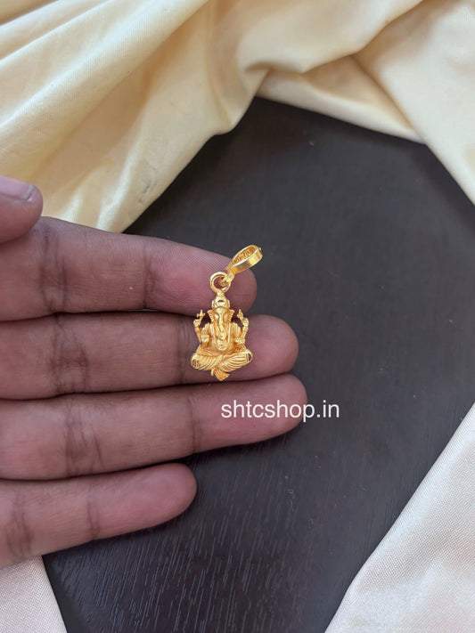 1gm Gold Polished Ganesha Pendant - SHTC1817