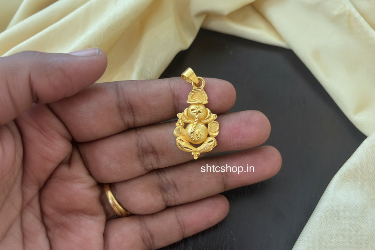 1 Gm Gold Polished Ganesha Pendant - SHTC1819