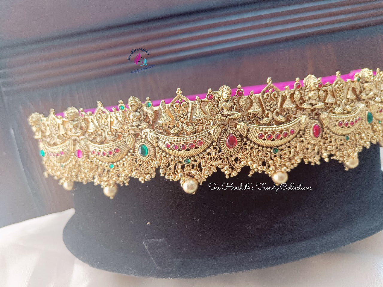 Divine Grace Palakki: Goddess Lakshmi Matte Finish Brass Hipbelt - SHTC182