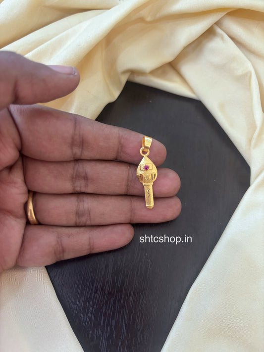 1 gm Gold Polished Vel Pendant - SHTC1825
