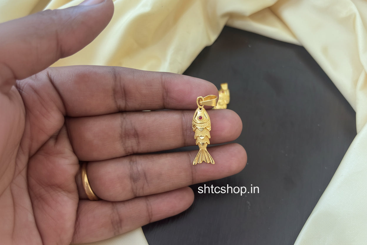 On Demand - 1 Gm Gold Polished Fish Pendant - SHTC1826
