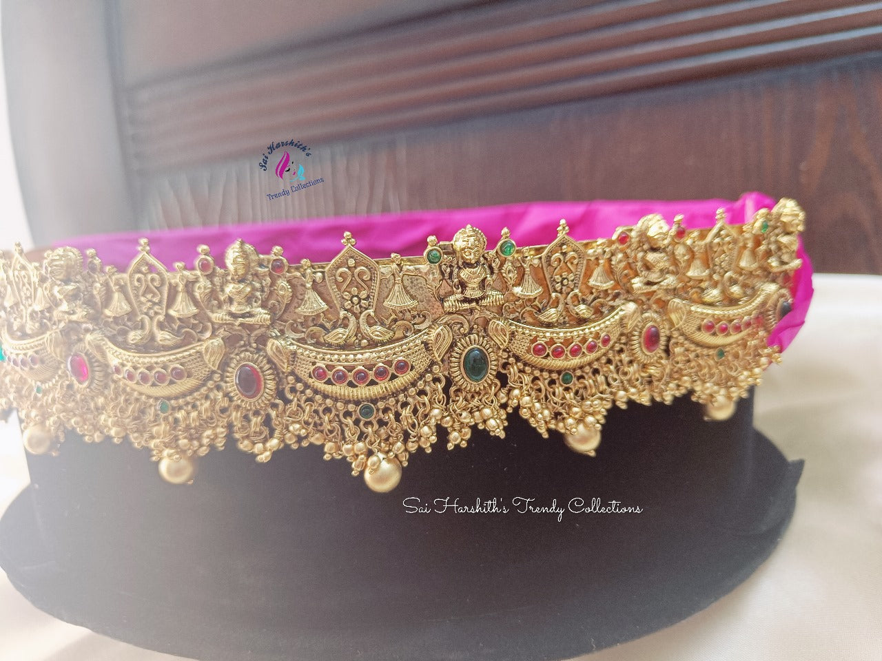 Divine Grace Palakki: Goddess Lakshmi Matte Finish Brass Hipbelt - SHTC182