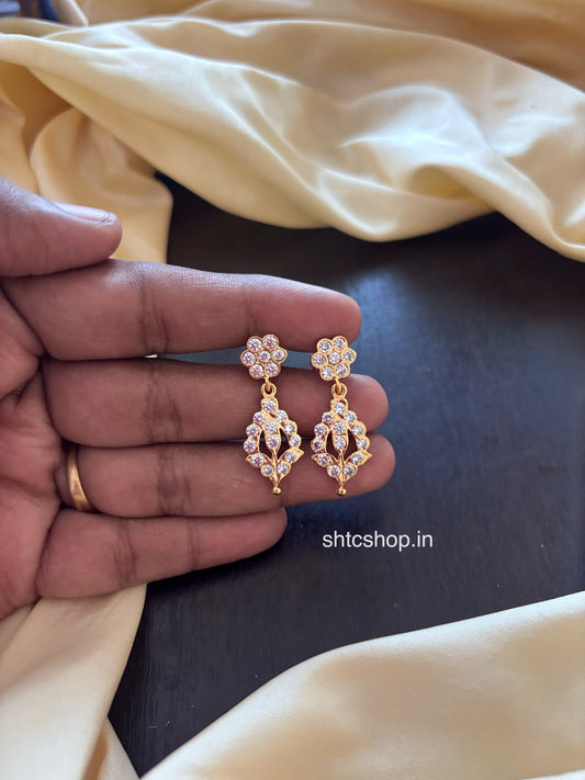 Diamond look alike Gold Replica design Impon / Five Metal Earrings (With Back Screw) - SHTC1834
