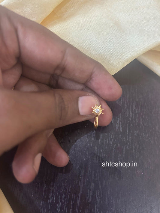 Diamond look alike Impon / Five Metal Nose Pin - SHTC1837