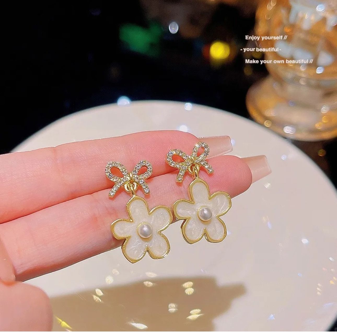 Bow & Flower earrings - KE183