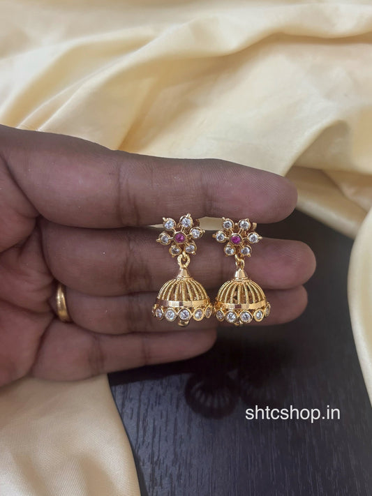 Impon / Five Metal Traditional Gold look alike AD Jumkas - SHTC1840