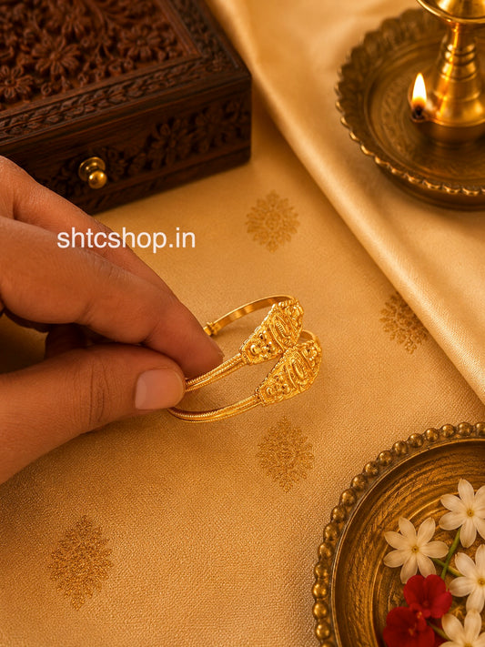 1 Gram Gold Polished Adjustable Baby Kada Bangles - SHTC1862