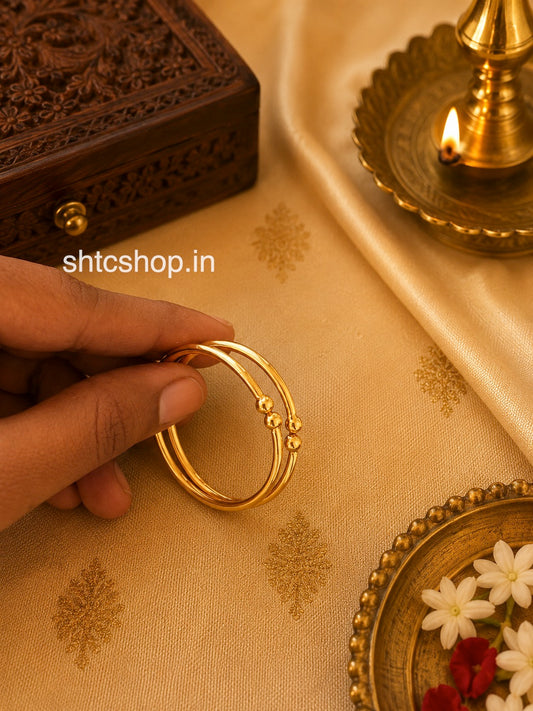 1 Gram Gold Polished Adjustable Baby Kada Bangles / Anklet - SHTC1863