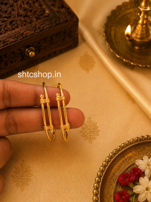 1 Gram Gold Polished Adjustable Baby Kada Bangles - SHTC1863