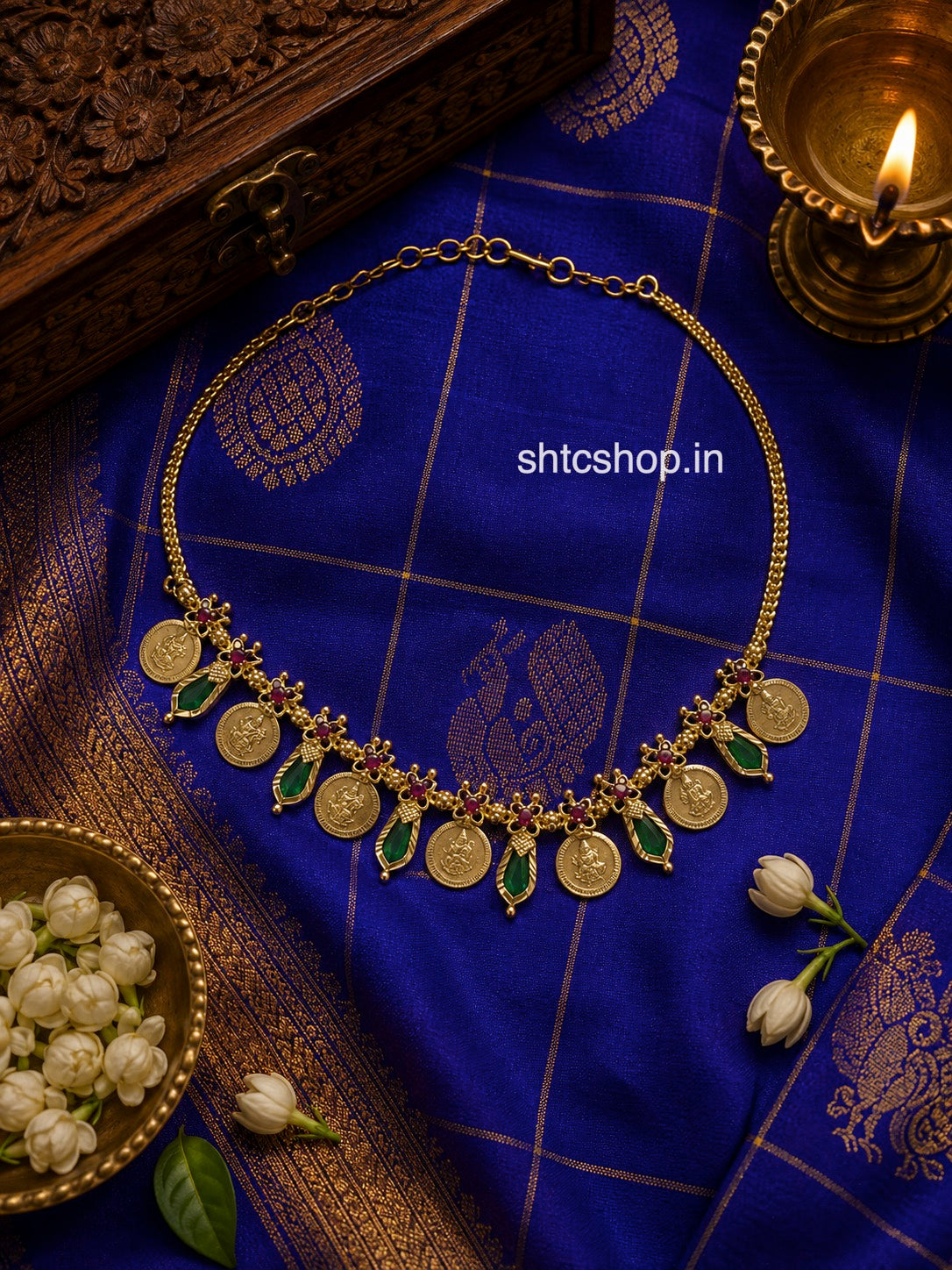 1gm Gold Polished - Traditional Kerala Coin Necklace - SHTC1885
