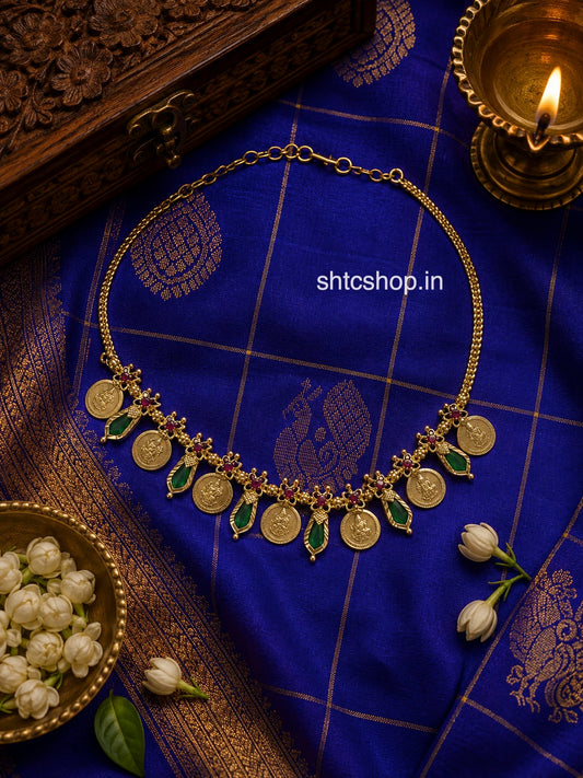 1gm Gold Polished - Traditional Kerala Coin Necklace - SHTC1885