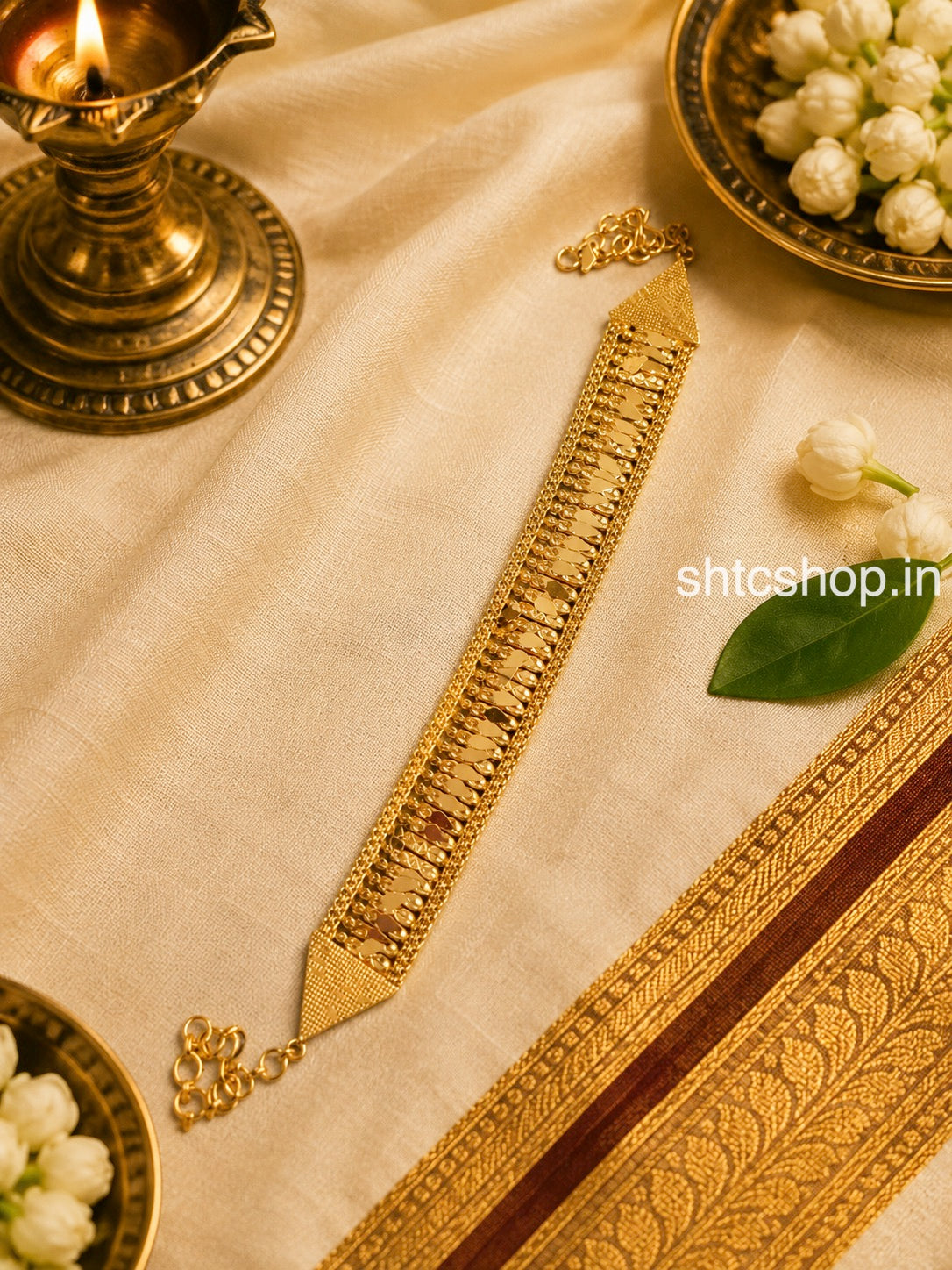 1 Layer Kerala Style Elakkathali Necklace in 1 Gram Gold Polish - SHTC1892