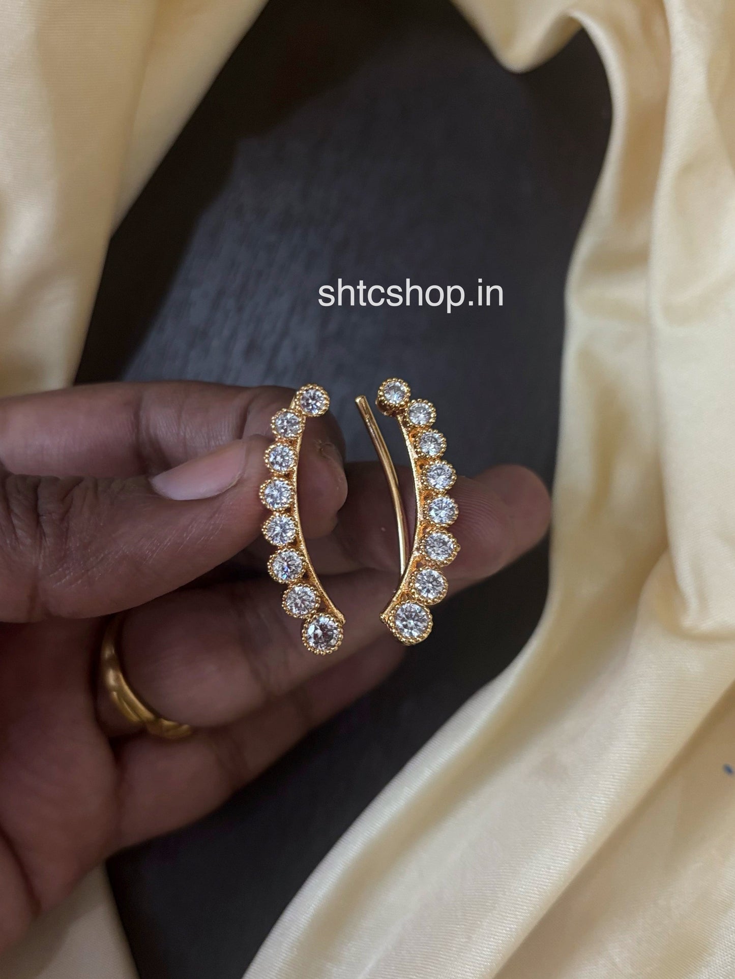 Diamond lookalike Impon / Five Metal Traditional Ear Cuffs back in Trend  - SHTC1827