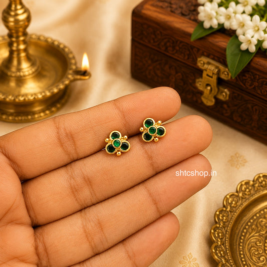 1 GM Gold Polished Floral Baby Stud Earrings | Daily Wear Kids Earrings | Screw Back - SHTC1898