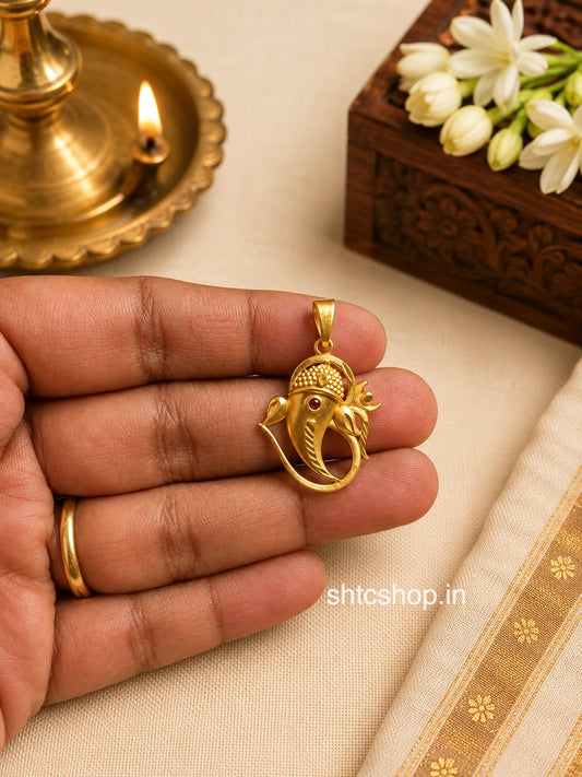 1 Gram Gold Polished Lord Ganesha Pendant - SHTC1906